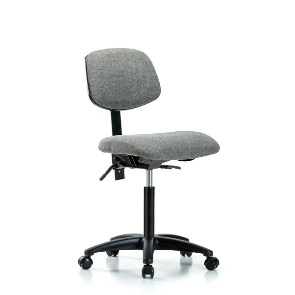 Chair, Fabric, Med Bench, Tilt Casters, Gry, No Arms, 22" to 29" Height, Gray