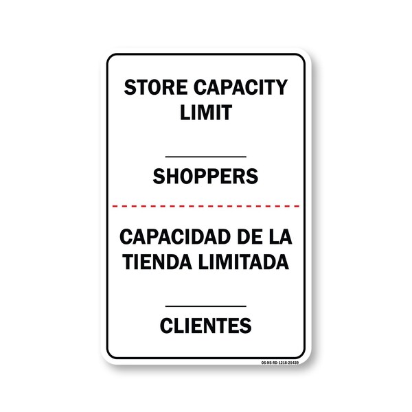 PSA, Store Capacity Limit Shoppers Spanish, 18in X 12in Peel And Stick Wall Graphic, RD-1218-25439