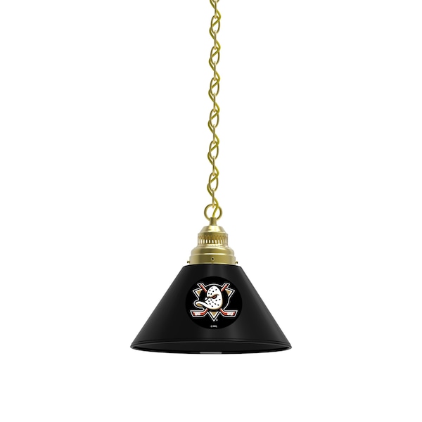 Anaheim Ducks Pendant Light, Brass Fixture