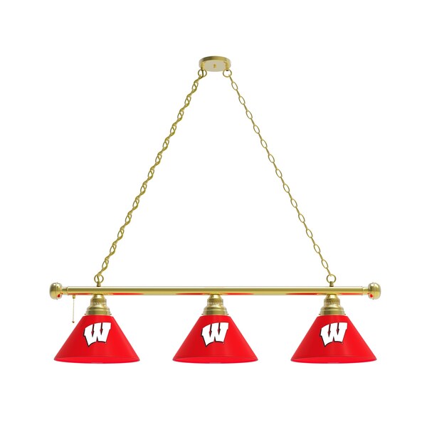 Wisconsin "W" 3 Shade Billiard Light, Brass Fixture
