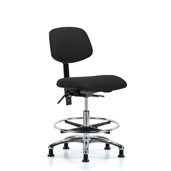 Medium Bench Chair Chair, Fab, Med Ben, Chr Tilt CF Glides, Blk, No Arms, 22" to 29" Height, Fabric