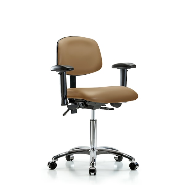 Medium Bench Chair Chair, Vin, Med Ben, Chr Tilt AA Cast, Taupe, Adjustable Arms, 22" to 29" Height