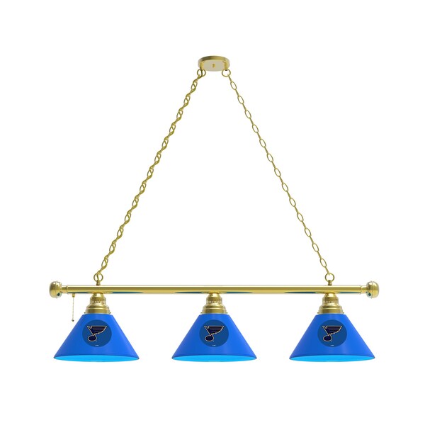 St Louis Blues 3 Shade Billiard Light, Brass Fixture
