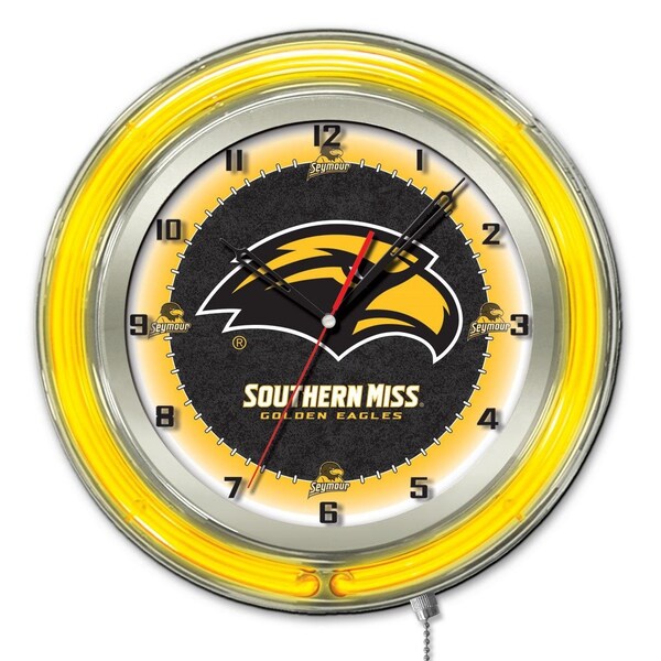 University of Southern Mississippi Double Neon 19" Clock