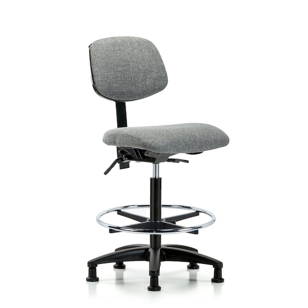 Chair, Fabric, Hi Bench, Tilt CF Glides, Gry, No Arms, 26" to 35-1/2" Height, Grey