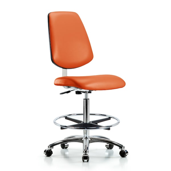 Clean Room Chair 26" to 35-1/2" Height, Vinyl, Orange Kist