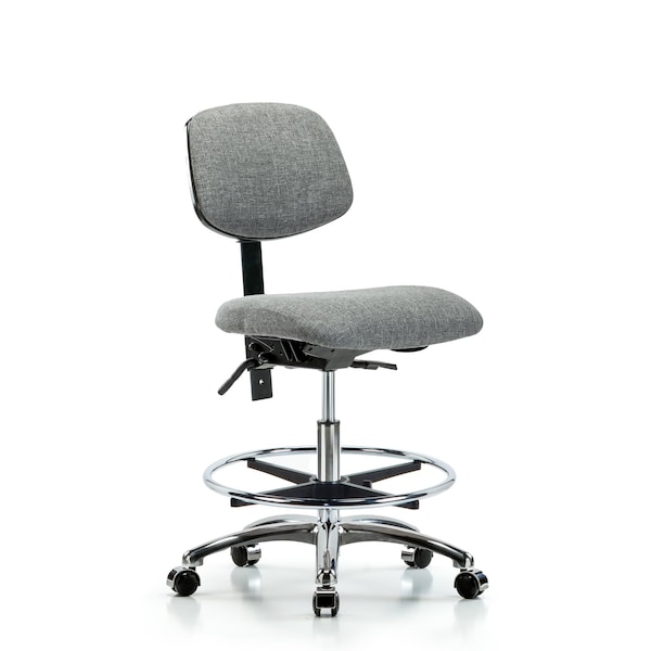 Chair, Fab, Med Bench, Chr Tilt CF Cast, Gry, No Arms, 22" to 29" Height, Gray