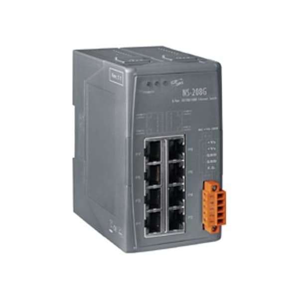 Unmanaged 8 Port Industrial 10/100/1000 BaseT Ethernet Switch, NS208AG