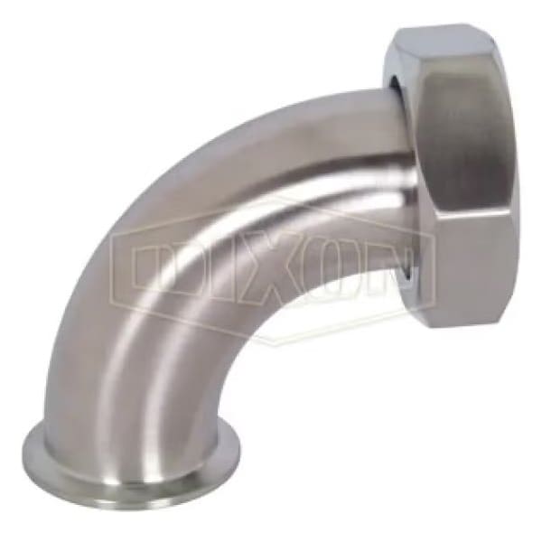 90Deg Elbow with Hex Nut, 2 in, Clamp x Plain Beveled Seat, 304 SS, Domestic
