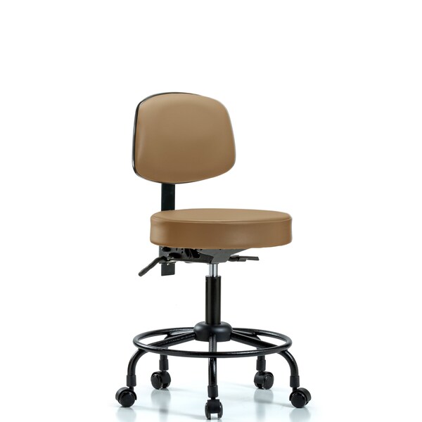 Desk Stool, Vinyl, Bk, RT, Tilt, Cast, Taupe