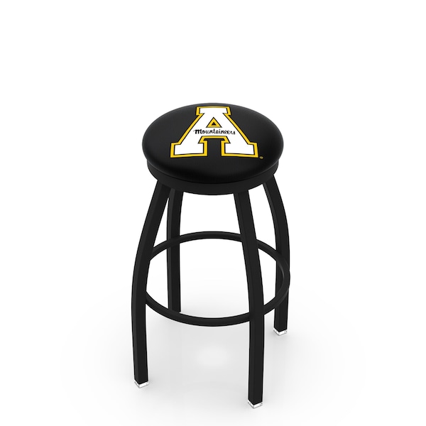 25" Blk Wrinkle Appalachian State Swivel Bar Stool, Accent Ring