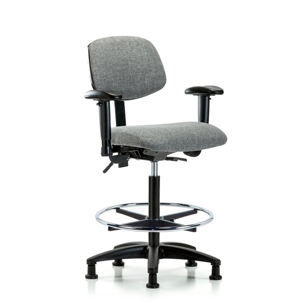 Chair, Fabric, Hi Bench, AA CF Glides, Gry, 6-Way Adjustable, 26" to 35-1/2" Height, Grey