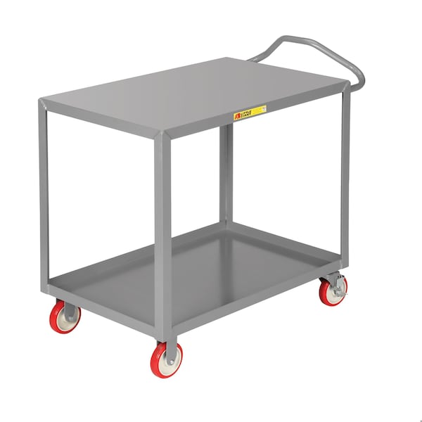 Ergonomic Shelf Truck, 1200 lb., 30 x 60", Steel, 1200 lb Load Capacity, 2 Shelves, 65 1/2 in L