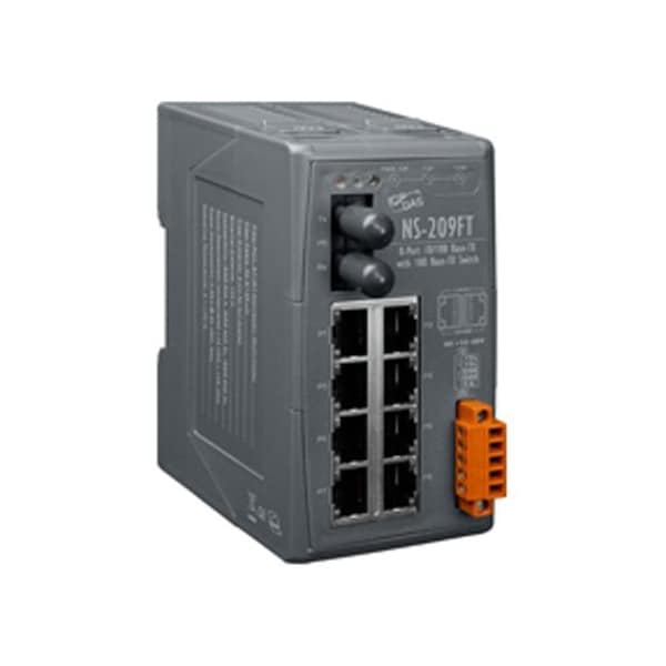 Unmanaged 8port Industrial 10/100 Base-TX w/ 100 Base-FX Fiber, NS209FT