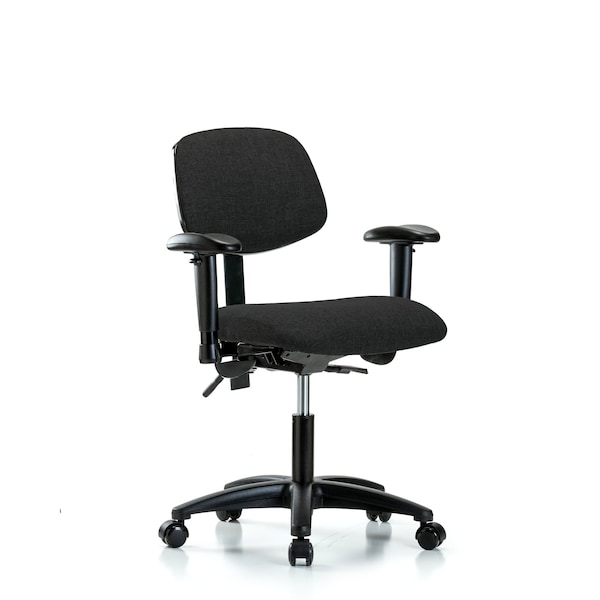 Desk Chair Desk Chair, Fabric, Tilt AA Casters, Blk, Adjustable Arms, 19" to 24" Height, Fabric, Black