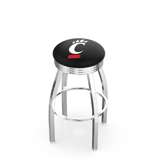 25" Chrome Cincinnati Swivel Bar Stool, Accent Ring