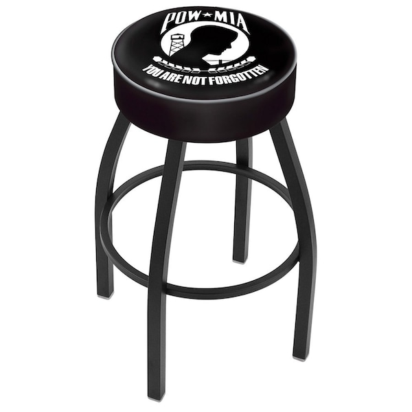 25" 4" POW/MIA Cushion Seat, Blk Wrinkle Base Swivel Bar Stool
