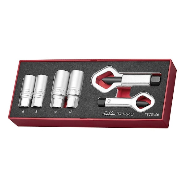 6 Piece Nut Splitter & 1/2 Inch Drive Stud Extractor Eva Foam Tool Set