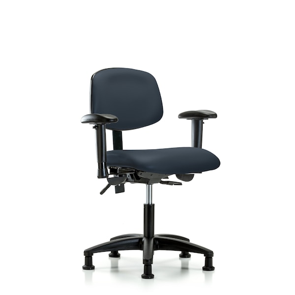 Desk Chair Desk Chair, Vinyl, Tilt AA Glides, Nav, Adjustable Arms, 18" to 23" Height, Vinyl