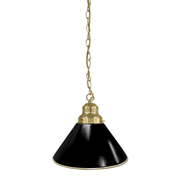 Plain Black Pendant Light, Brass Fixture