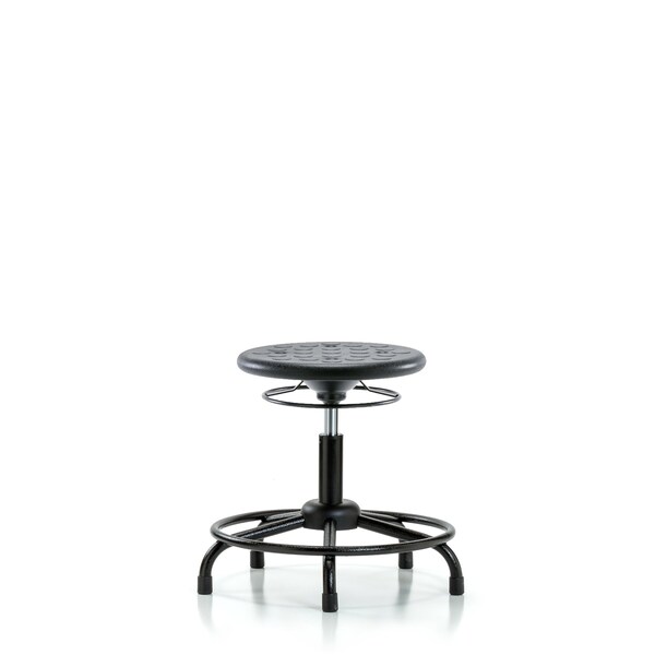 Huron Poly Stool, Round Tube Base, Desk, Glides, Black