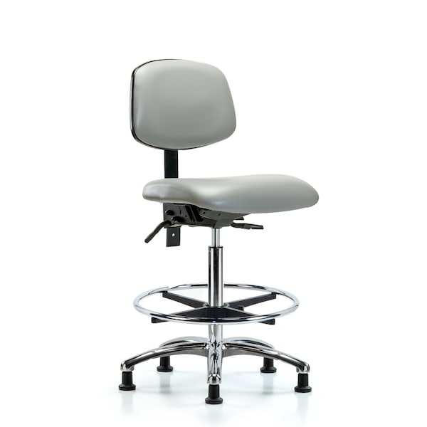 High Bench Chair Chair, Vin, Hi Ben, Chr Tilt CF Glides, Dov, No Arms, 26" to 35-1/2" Height, Vinyl