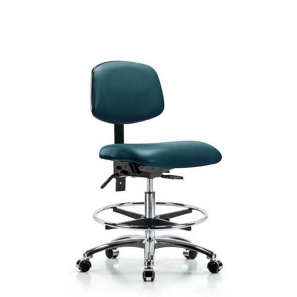 Vinyl Chair Chrome, Med Bench, Foot Ring, Casters, Royal