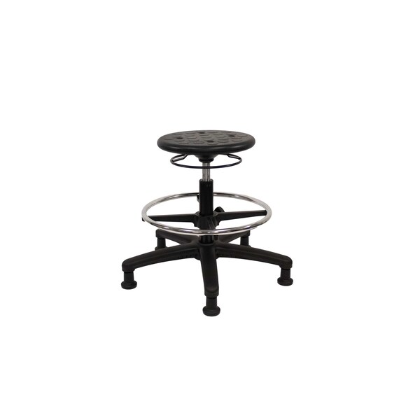 Huron Poly Stool, Med Bench, Foot Ring, Glides, Black