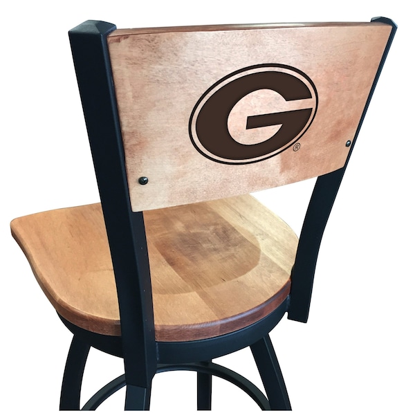 25" Blk Wrinkle Georgia "G" Swivel Bar Stool, Laser Engraved Back