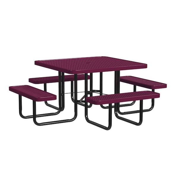 Square Portable Picnic Table, Burgundy, 46 in L