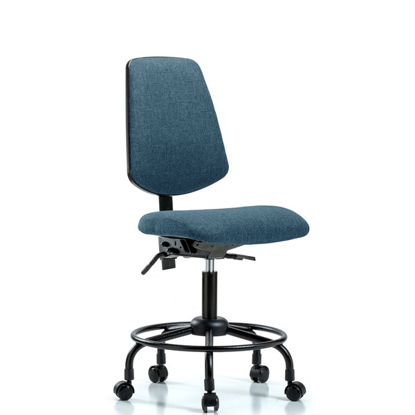 Desk Chair Fab Desk Chair, Med, Bk, RT, Casters, Blu, No Arms, 21" to 26" Height, Fabric, Blue