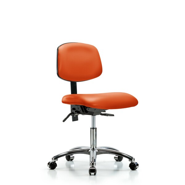 Desk Chair Desk Chair, Vinyl, Chr Tilt Casters, Orange, No Arms, 18" to 23" Height, Vinyl, Orange Kist