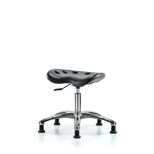 Poly ESD Tractor Stool Chrome, Desk, Glides, Black