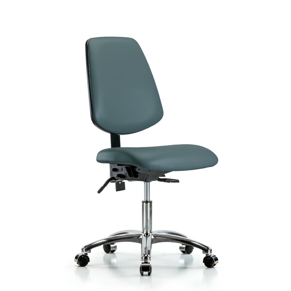 Desk Chair Desk Chair, Vinyl, Med, Bk, Cast, Blu, No Arms, 18" to 23" Height, Vinyl, Colonial Blue
