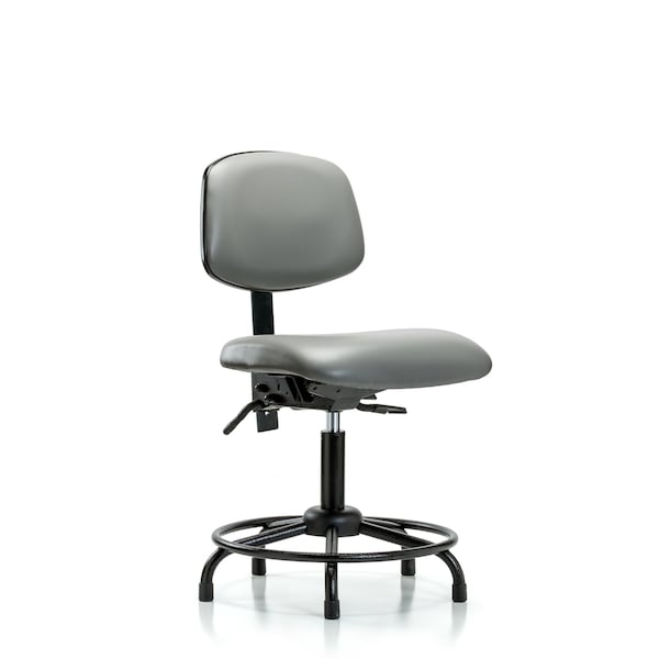 Vinyl Chair, Desk, Round Tube Base, Glides, Sterling