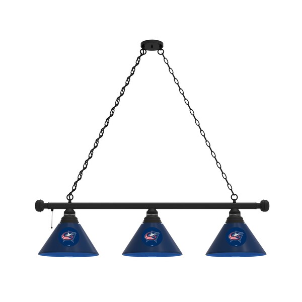 Columbus Blue Jackets 3 Shade Billiard Light, Black Fixture