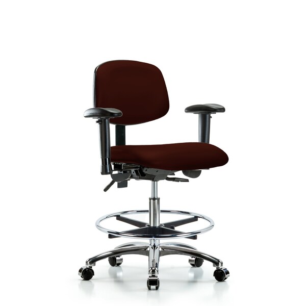 Medium Bench Chair Chair, Vin, Med Ben, CF Cast, Burg, Adjustable Arms, 22" to 29" Height, Vinyl