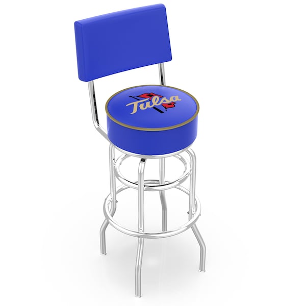 25" Chrome 2-Ring Tulsa Swivel Bar Stool, Back