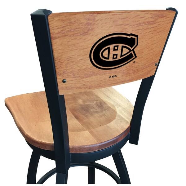 25" Blk Wrinkle Montreal Canadiens Swivel Bar Stool, Engraved Back