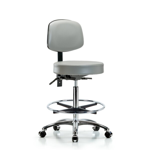 Bench Stool, Hi, Vin, Bk, Chrm, CF, Cast, Dov