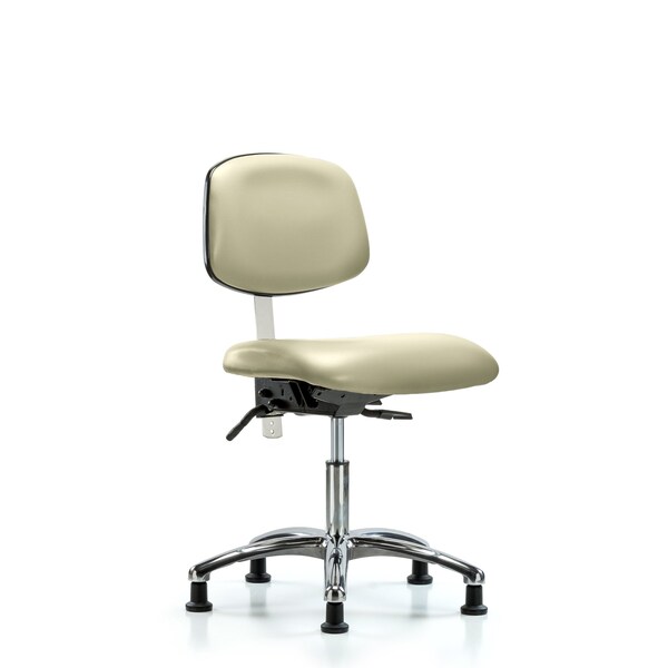 Clean Room Chair Desk Chair, Vinyl, Chrm, Glides, Wht, CL100, No Arms, 18" to 23" Height, Vinyl
