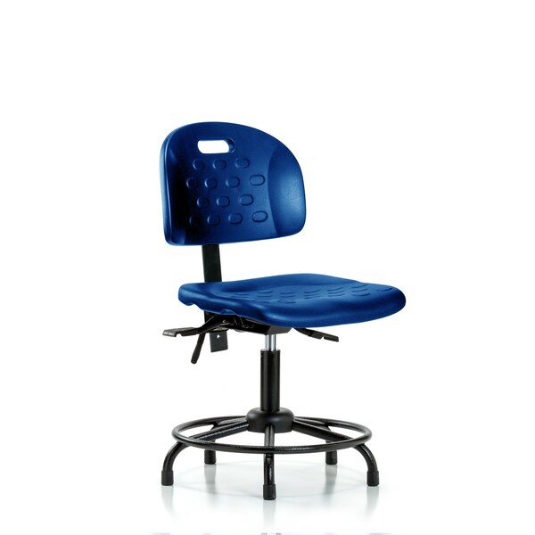 Poly Chair, Round Tube Base, Desk, Tilt, Glides, Blue
