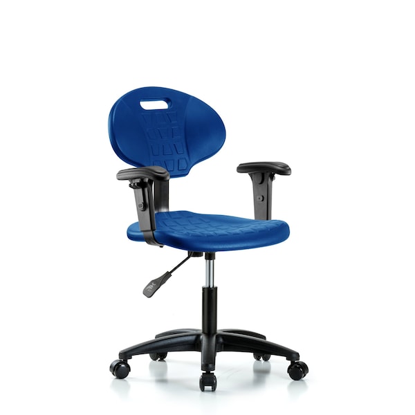 Erie Poly Chair, Desk, Arms, Casters, Blue