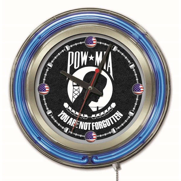 POW/MIA Double Neon Ring, 15" dia. Logo Clock