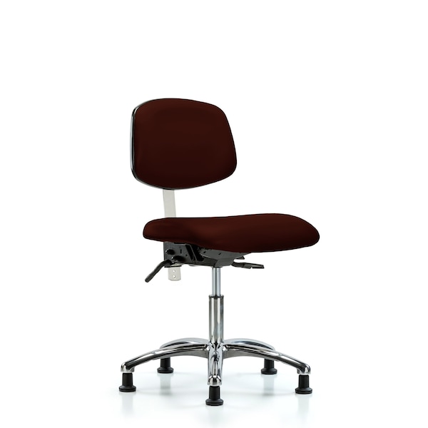 Clean Room Chair Desk Chair, Vinyl, Chrm, Glides, Burg, CL100, No Arms, 18" to 23" Height, Vinyl