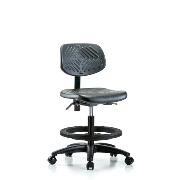 Chair, Poly, Med Bench, Tilt BF Casters, No Arms, 19-1/2" to 27-1/2" Height, Black; Blue