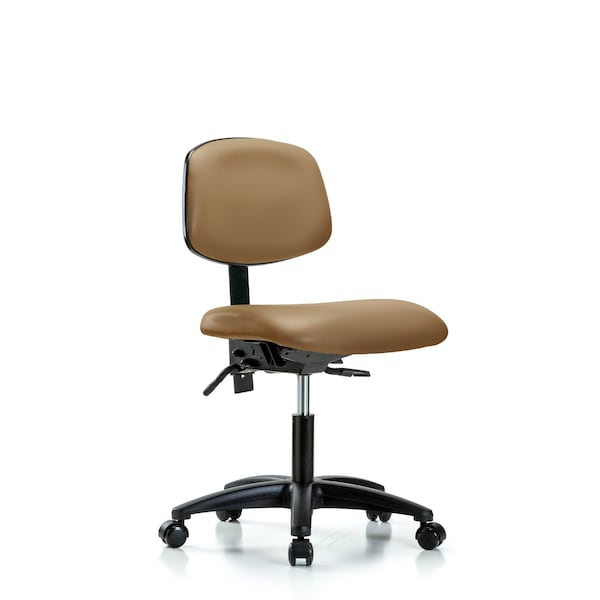Desk Chair Desk Chair, Vinyl, Tilt Casters, Taupe, No Arms, 18" to 23" Height, Vinyl, Taupe