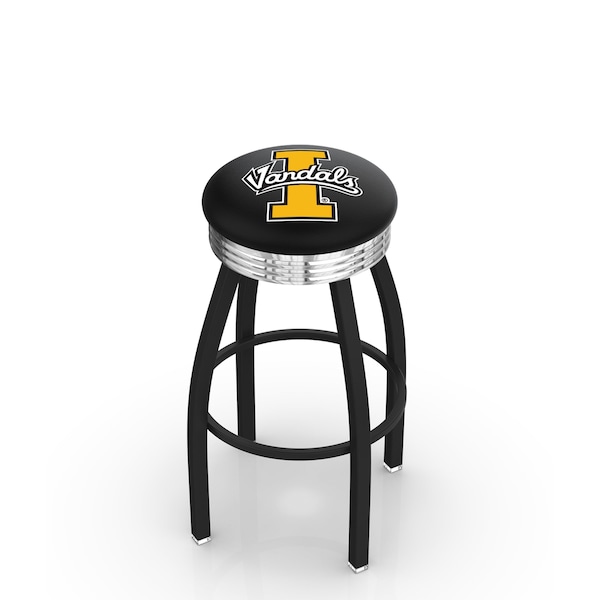 25" Blk Wrinkle Idaho Swivel Bar Stool, Chrome Ring