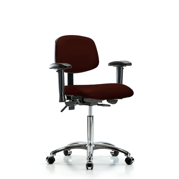 Medium Bench Chair Chair, Vin, Med Ben, Chr Tilt AA Cast, Burg, Adjustable Arms, 22" to 29" Height