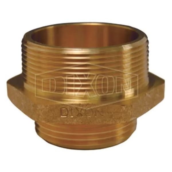 Double Reducing Hex Nipple, 6 x 4-1/2 in, Brass, MNPT x Male NST NH, Domestic